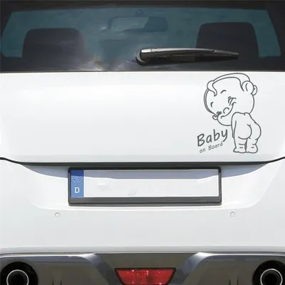 Produktbild von Auto Aufkleber Baby an Bord on Tour Board Car LUSTIG 14x18 cm Grau Sticker Heckscheibenaufkleber