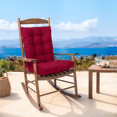 Image de Set de coussins de chaise à bascule imperméable, coussin de chaise Coussin d'assise et coussin de dossier pour chaise à bascule Meubles de jardin Intérieur Extérieur Patio Coussin de chaise,Rouge