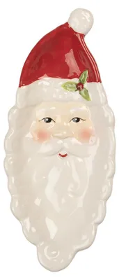Zdjęcie produktu dla Clayre & Eef Miska dekoracyjna Ojciec Boże Narodzenie 11x25x3 cm Biała ceramika Ojciec Boże Narodzenie