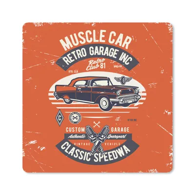 Produktbild von MuchoWow® Mauspad Mousepad Autos - Oldtimer - Zeichnung 20x20 cm - Mousepads - Maus Mat - Pad - Mausunterlage - Desk Mat - Bureauartikeln