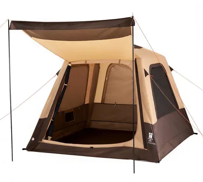 Produktbild von Campingzelt 4 Personen - Aufblasbares Familienzelt - Inklusive Wiederaufladbarer Pumpe - TPU-Luftschläuche - 5 Netzfenster - Kabinenzelt Mit Tragetasche - Beige