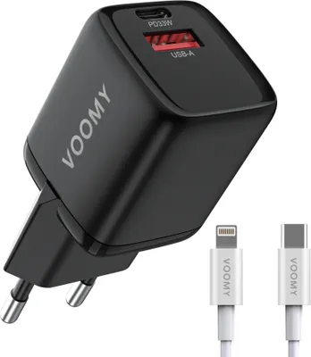 Produktbild von Voomy M33 + Lightning, Drinnen, AC, 1 m, Schwarz