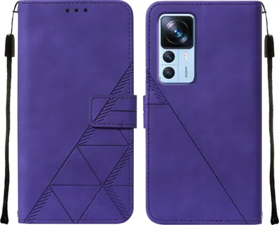 Produktbild von Xiaomi 12T Pro Hülle, Schlank Prägung Flip Leder Kartenfächer Schutzhülle mit Ständer für Xiaomi 12T / Xiaomi 12T Pro Lila