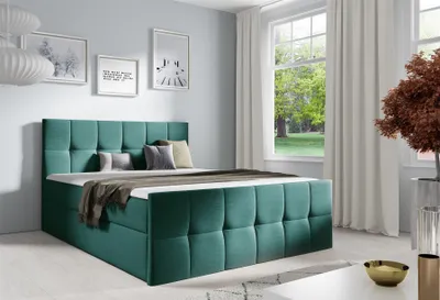 Produktbild von Boxspringbett Schlafzimmerbett CARMEN LUX 180x220cm Stoff Monolith Grün