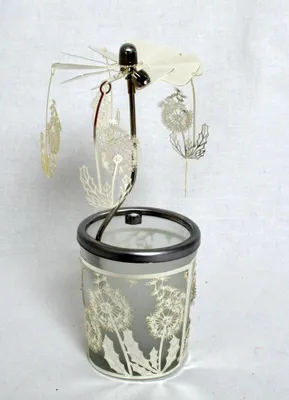 Produktbild von Glas-Karussell-Windlicht - Pusteblume Silber H/D ca. 15x6,5cm