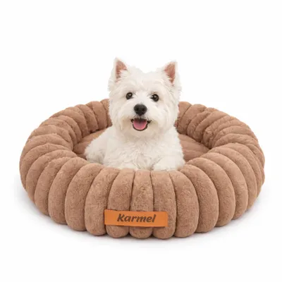 Image de Dogeste Donut panier pour chien 60 cm rond, coussin doux et moelleux, lavable, fond antidérapant