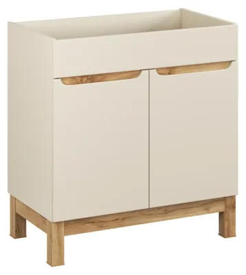 Produktbild von Badezimmer-Set ERMANO Kaschmir und Eichenoptik 80cm: Unterschrank + Waschtischplatte