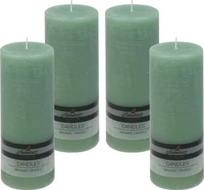 Produktbild von 4er Set Adventskranzkerzen "Raureif" Salbei 200/78 mm