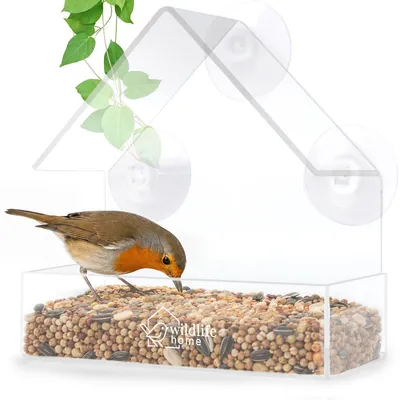 Produktbild von WILDLIFE HOME Fenster-Futterhaus für Vögel | Transparent mit Saugnäpfen | Vogelhaus, Futterspender, Vogelfutterhaus für Wildvögel | Easy