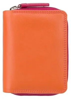 Immagine prodotto di Portafoglio da donna in pelle Visconti, con protezione RFID, colore arancione, dimensioni 11x8,5 cm