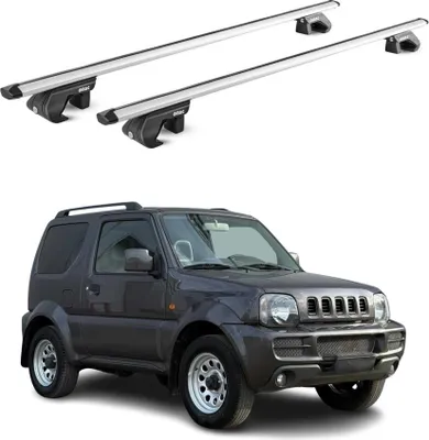 Zdjęcie produktu dla Bagażnik dachowy Podstawowy bagażnik dachowy do Suzuki Jimny mk3 1998-2018 90 kg Aluminium Srebrny 2 części ABE