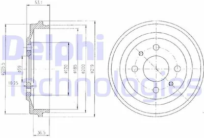 Produktbild von 2x DELPHI Bremstrommel BF136 für FIAT Seicento / 600 Schrägheck (187_)