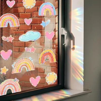 Productafbeelding van Regenboogfolie voor glasplaten, vogelwerende folie, prismafolie, zelfklevende folie, zonnevangerstickers