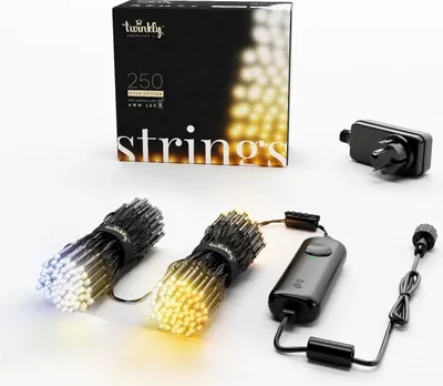 Zdjęcie produktu dla Twinkly Strings 250 AWW LED, sznur, czarny przewód, 20 m, IP44