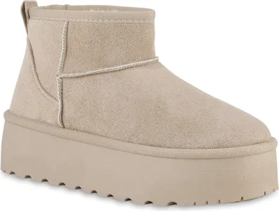 Produktbild von VAN HILL Damen Warm Gefütterte Plateau Boots Bequeme Profi-Sohle Schuhe 840733, Farbe: Beige, Größe: 37
