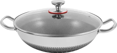 Produktbild von Edelstahlpfanne, Antihaftbeschichtung, Wabenmuster, Silber - 33,5 cm