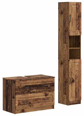 Immagine prodotto di Set di due mobili da bagno UTRECHT, in legno riciclato e materiale composito