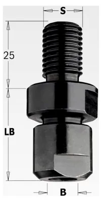 Produktbild von Mandril für Fräser s=m16x2 mit Spannzangen 6-6,35-8-9,5