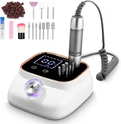 Produktbild von Elektrische Nagelfräser für Gelnägel, 45000 U/Min, Professionelle Nagelfeilen Set, Nagelschleifer mit LCD-Display für Salon, Heimgebrauch