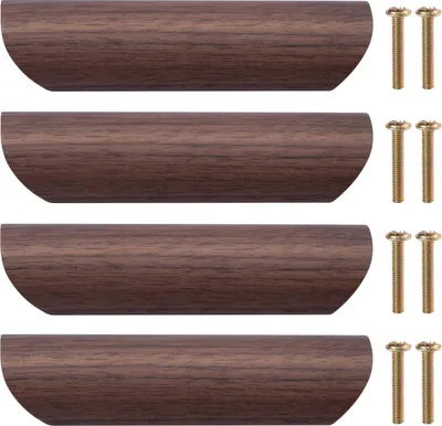 Produktbild von 4 Griffe aus Walnussholz, 96 mm Lochabstand, für Küche und Kommode