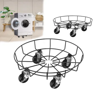Obrázok produktu pre XINZI 2 ks vozík na rastliny, kovový, priemer 33 cm, vozík na kvety so 4 otočnými kolieskami pre vonkajšie aj vnútorné použitie, do záhrady, okrúhly B
