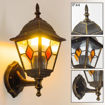Produktbild von Tuili »Tuili« Außenwandlampe, Aluguss in Braun/Gold m. Klarglas-Scheiben