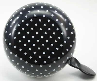 Produktbild von Ding Dong Fahrradklingel schwarz weiße Punkte Ø 80 mm