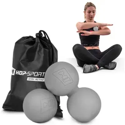 Produktbild von Hop-Sport Fitness-Set Massagebälle aus Silikon zur Selbstmassage bei Muskelschmerzen - Grau