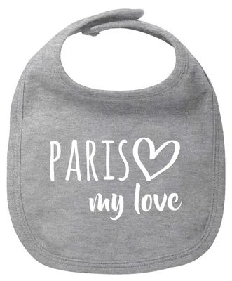 Produktbild von Huuraa Baby Lätzchen Paris my love Heather Grey Klettverschluss  Baumwolle Latz Geschenkidee