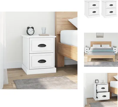 Image de vidaXL Tables de chevet 2 pcs. Blanc 39x39x47,5 cm Bois composite - Tables de chevet