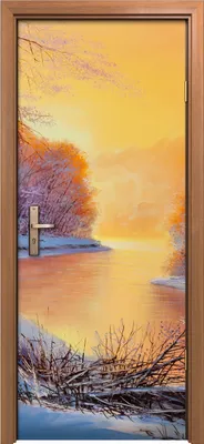 Produktbild von Türposter 80x200 cm Türaufkleber Türtapete Türfolie Klebefolie Foto Waldlandschaft Malerei Winter