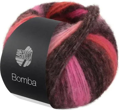 Produktbild von Lana Grossa BOMBA 100 g Effektgarn aus flauschigen Merinofasern mit interessantem Farbeffekt 290 m Farbe 002 - Rosa/Pink/Koralle/Brombeer/Graurot/Graurosa/Dunkelgrau