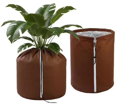 Image de Protection hivernale pour plantes, lot de 2 pièces, 70x65 cm, couleur marron. Protection contre le gel pour les palmiers