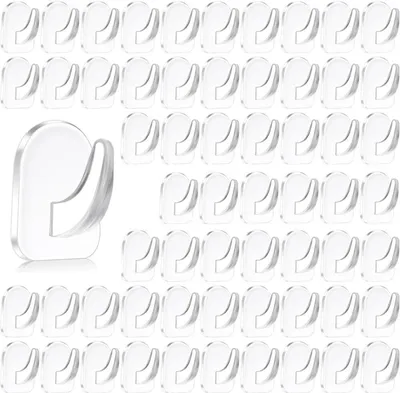 Produktbild von 60 Stück Extra Stark Transparent Selbstklebend Haken, Handtuchhaken Wandhaken Ohne Bohren für Küche Türwand Badezimmer Aufhänger