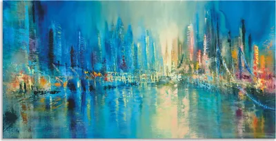 Produktbild von ARTland Wandbild Alu für Innen & Outdoor Die Stadt Größe: 100x50 cm