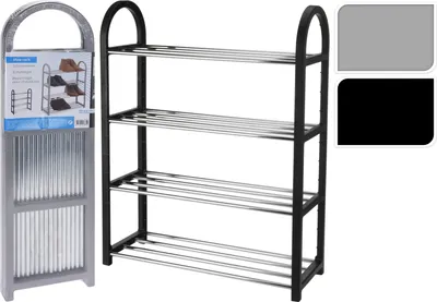 Produktbild von Excellent Houseware Schuh-Organizer, Kunststoff/Metall, 50 x 19 x 65 cm, schwarz
