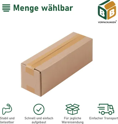 Produktbild von 200 x Faltkarton (460 x 220 x 200 mm) Verpackung Versandschachtel Wellpappe Karton Kiste BB-Verpackungen