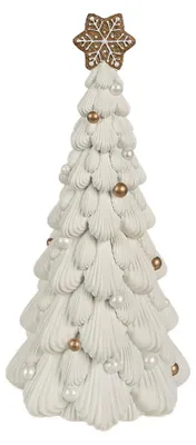 Image de Clayre & Eef Figurine de décoration Sapin de Noël Ø 15x31 cm Blanc Plastique