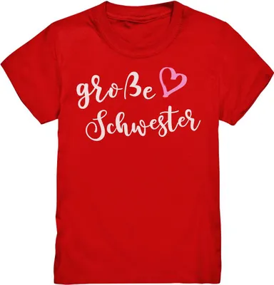 Produktbild von Große Schwester T-Shirt Herz Liebe Große Schwester Geschenk – Red / 134/146 (9-11)