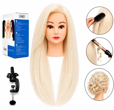Image de Tête à coiffer Sonia cheveux naturels 55 cm avec trépied, Image générée par une IA