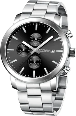 Produktbild von Herren Uhr Chronographen EdelstahlBand Männer Uhren Wasserdicht Armbanduhr Business Schwarz Stoppuhr mit Datum Analog Quarzuhren
