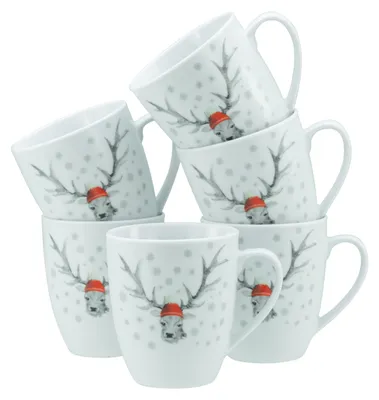 Produktbild von CreaTable, 21497, Luna Hirsch, Kaffeebecher 6-tlg, Porzellan