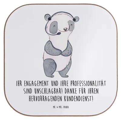 Produktbild von Mr. & Mrs. Panda Untersetzer für Gläser Kundendienstmitarbeiter Held - Weiß - Geschenk, Tasse, Tassen, Dankeskärtchen, Team, Bedanken, Wertschätzung, Aufmerksamkeit
