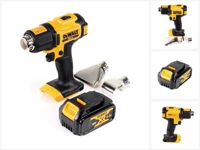 Zdjęcie produktu dla Akumulatorowa opalarka DeWalt DCE 530 N 18V 530°C + 1x akumulator 4.0Ah + dysza powierzchniowa i reflektorowa - bez ładowarki