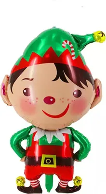 Zdjęcie produktu dla Balon foliowy Boże Narodzenie - świąteczny elf, ok. 59 x 98,5 cm - Duży balon foliowy XL Święty Mikołaj na choinkę z helem Dekoracja świąteczna Kopper-24 dekoracja elf Święty Mikołaj