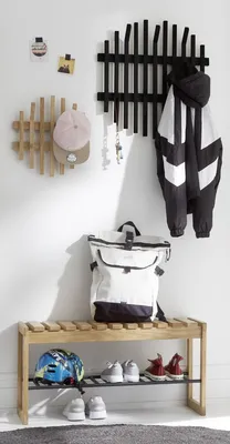 Produktbild von Garderoben-Set >BANTRY< (3-teilig) in Eiche / schwarz - 100x190x30 (BxHxT)