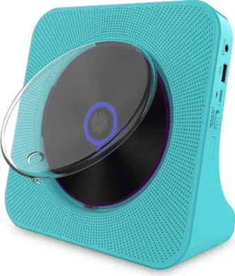 Immagine prodotto di ZELURXX Lettore CD multifunzionale, altoparlante Bluetooth, con USB, radio FM, presa per cuffie, Aux, telecomando, display a LED, blu