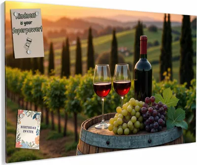 Produktbild von Magnettafel 60x40cm magnetisch & beschreibbar Metall-Board - Weinlandschaft