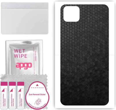 Produktbild von apgo Rückseite Schutzfolie, Skin, kompatibel mit Huawei Y5p, Hinten Displayschutzfolie aus Vinylfolie, kratzfest, einfache Montage - Schwarze Honigwabe
