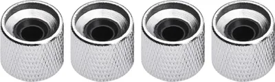 Image de Boutons de Guitare, 4pcs Métal Bouton de Contrôle de Son de Volume Set Potentiomètre - -Bouton de Volume avec 4 boutons de tonalité de volume et 1 clé hexagonale��ssel pour les boutons de dôme vieux ou usés, (BLACK) (SILVER)